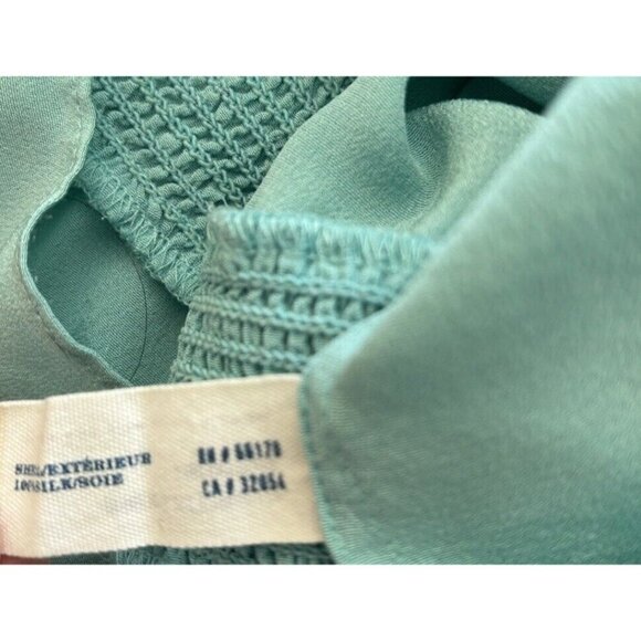 Leifsdottir Womens Size 2 Green Sleeveless Blouse Pleated Peplum 100% Silk - Picture 5 of 5